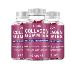ABOK Hydrolyzed Collagen Gummies - 60 Vegetarian Capsules - Enhanced with Vitamin C, Biotin, and Selenium