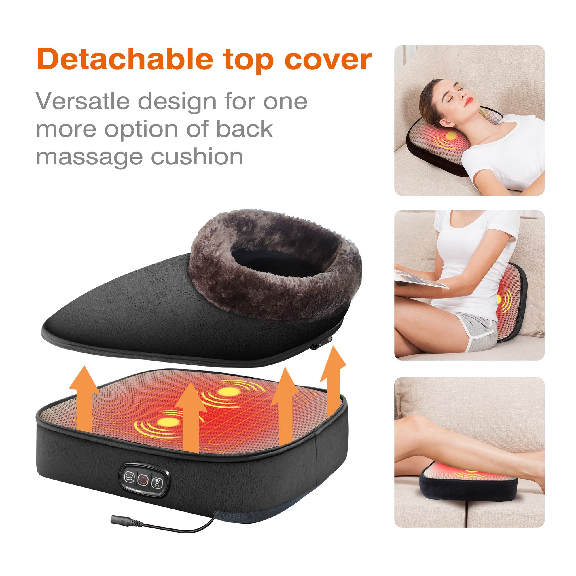 3-In-1 Vibration Foot Warmer& Back Massager with Heat, Kneading Foot Massager Machine