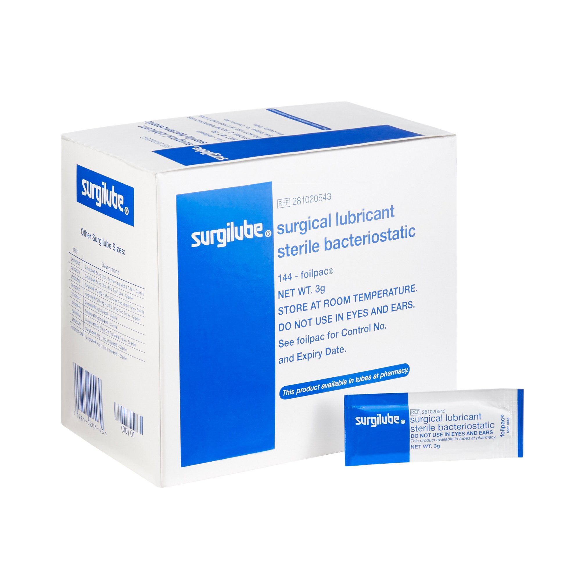 Lubricating Jelly - Carbomer free Surgilube 3 Gram Individual Packet Sterile, Packaging Type- Box