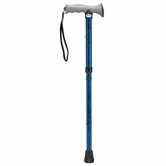 Folding Cane Alum W/gel Grip Blue Crackle