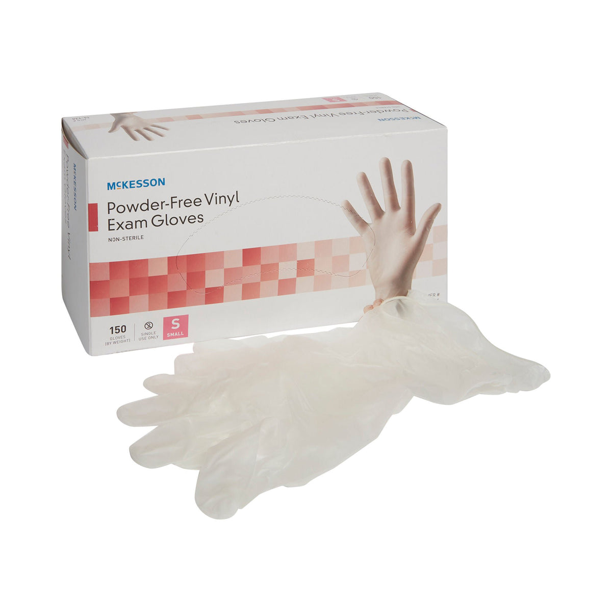 Exam Glove McKesson Small NonSterile Vinyl Standard Cuff Length Smooth Clear Not Rated | 10Box/Case Small 150 · Case of 1500