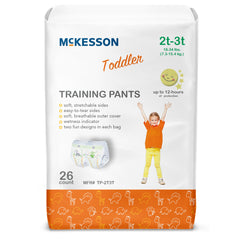 Unisex Toddler Training Pants McKesson Pull On with Tear Away Seams Disposable Heavy Absorbency | 4BG/Case 2T-3T(Case of 104 Count)