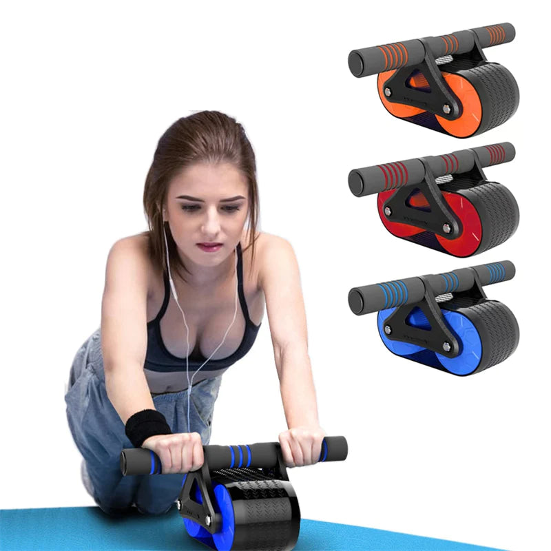 Double Wheel Abdominal Exerciser Women Men Automatic Rebound Ab Wheel Roller Waist Trainer Gym Sports Home Exercise Devices