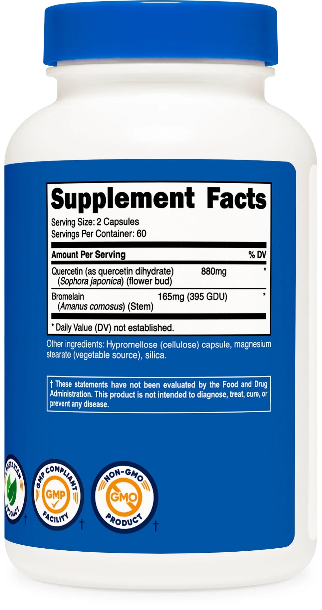 Quercetin with Bromelain Supplement, 880Mg per Serving, 60 Servings, 120 Capsules