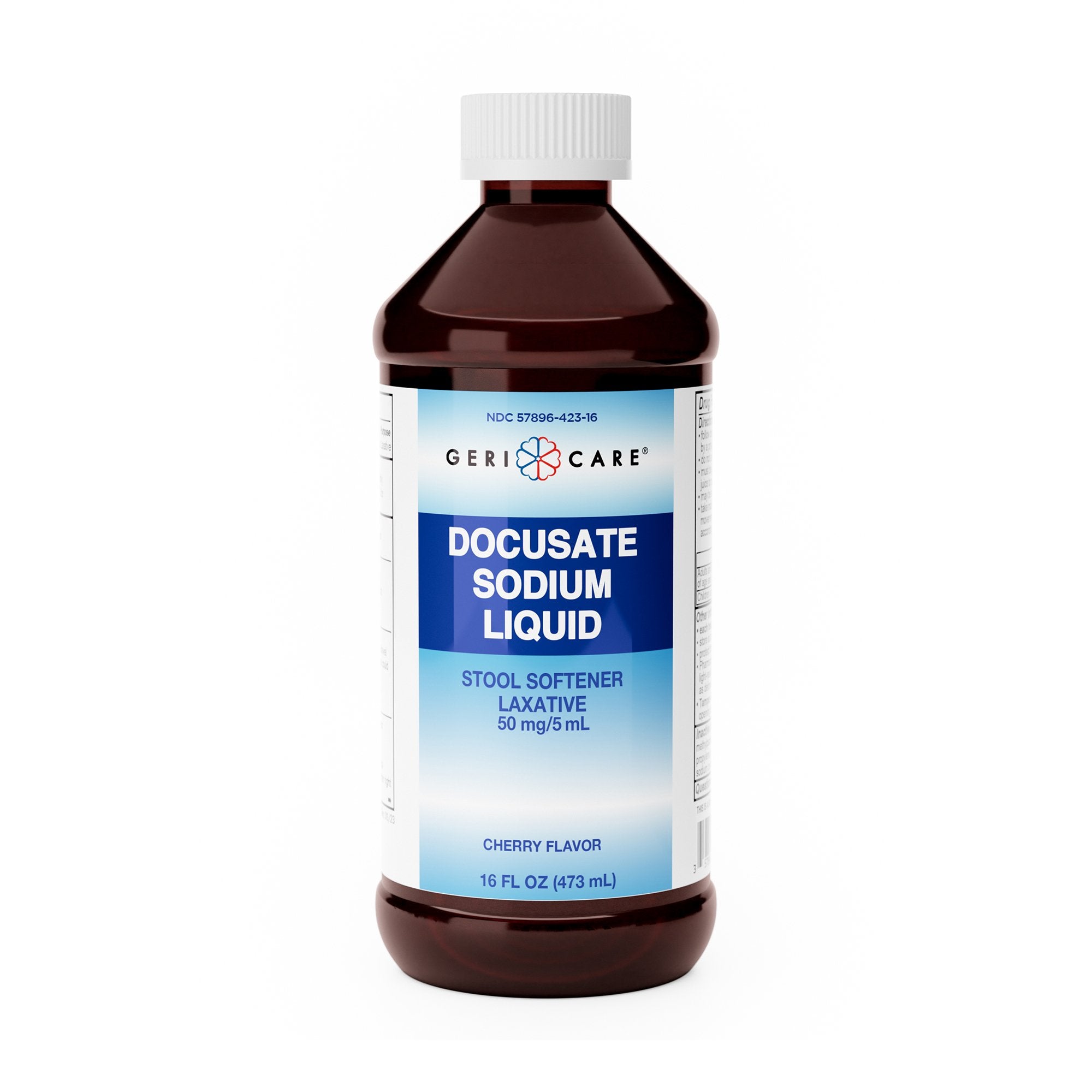 Stool Softener Geri-Care Cherry Liquid 16 oz. 50 mg / 5 mL Strength Docusate Sodium, Packaging Type- Case