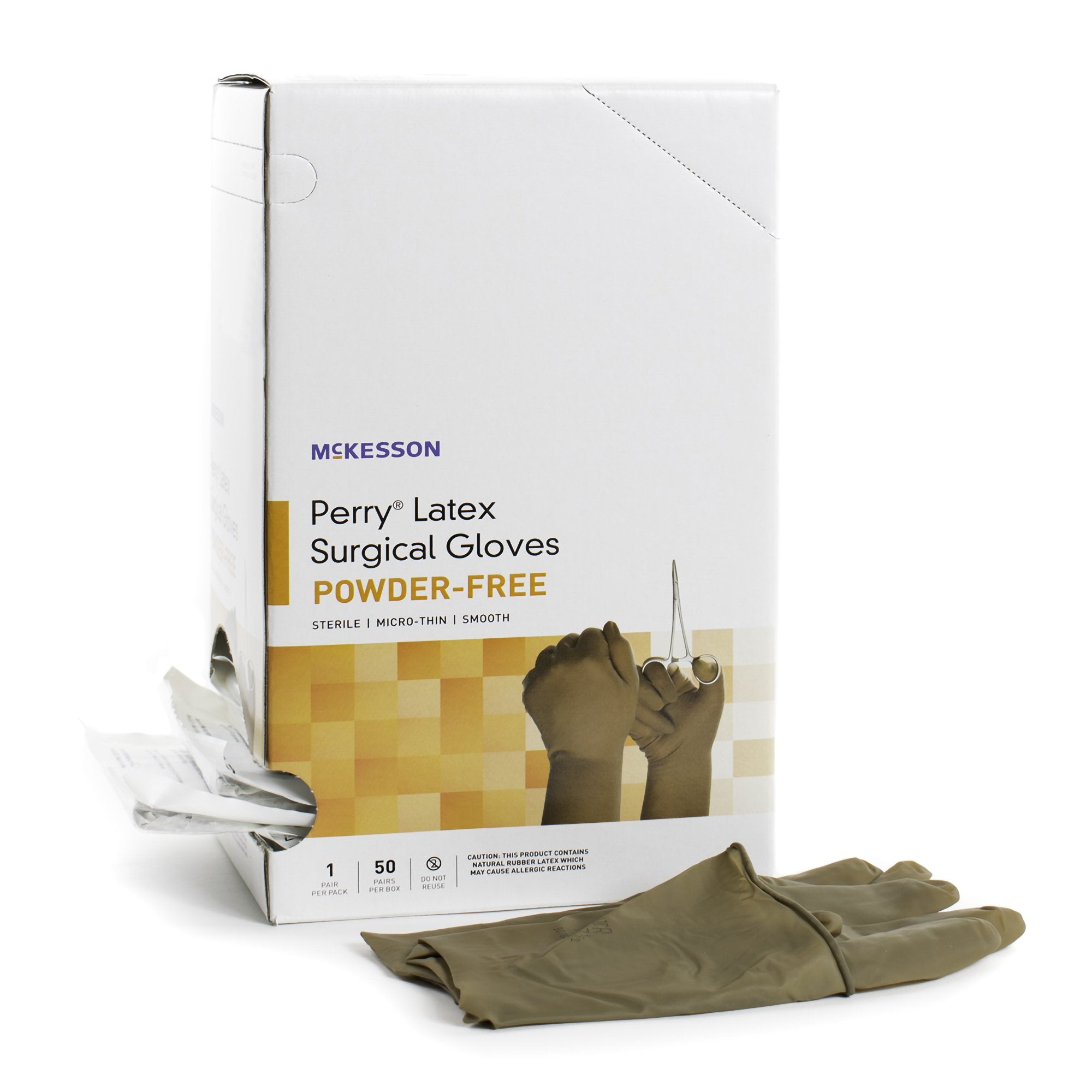 Surgical Glove McKesson Perry Size 9 Sterile Latex Standard Cuff Length Smooth Brown Not Chemo Approved, Packaging Type- Box