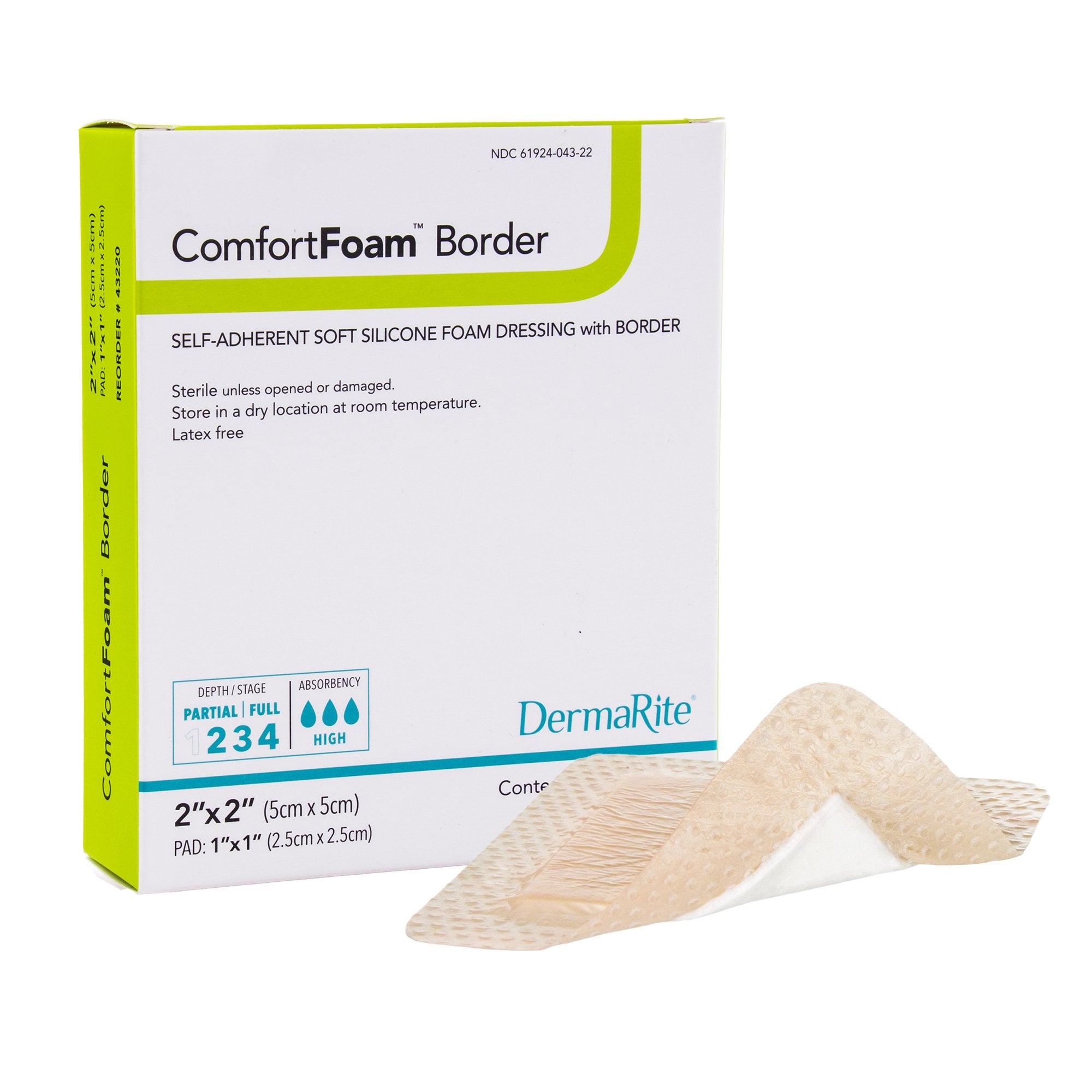 Foam Dressing ComfortFoam™ Border 2 X 2 Inch With Border Waterproof Backing Silicone Adhesive Square Sterile