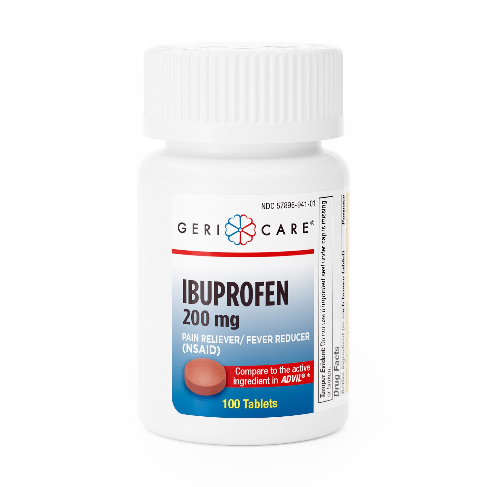 Pain Relief Geri-Care 200 mg Strength Ibuprofen Tablet 100 per Bottle, Packaging Type- Case