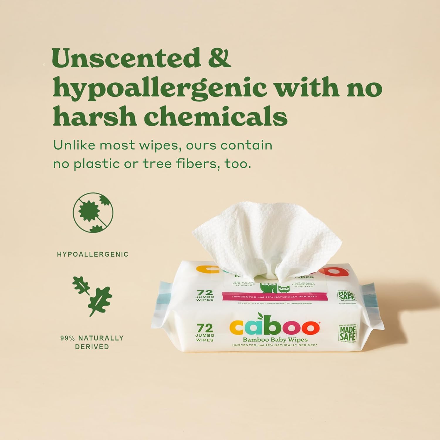 caboo baby wipes bamboo 72 count case of 12 1 count