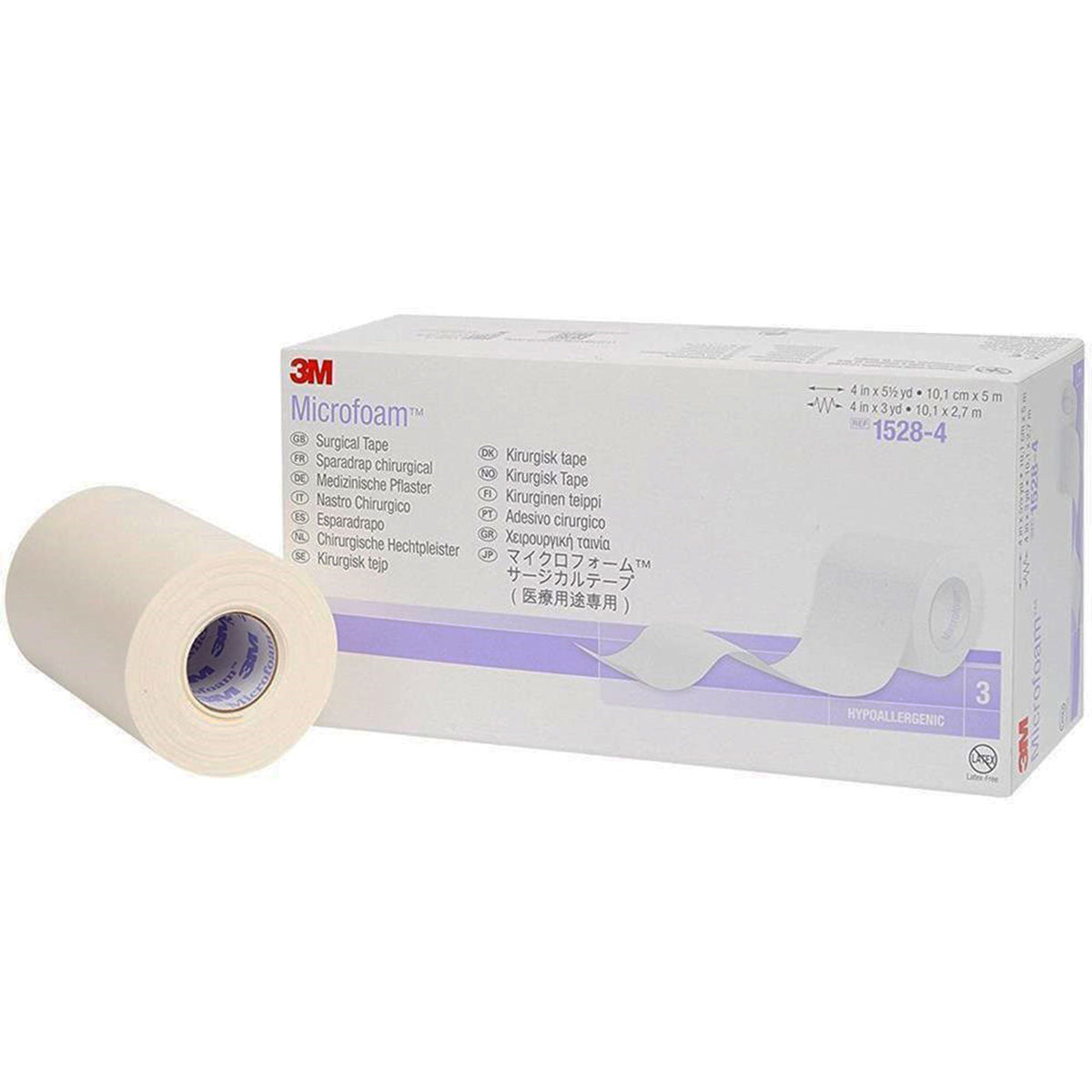 Medical Tape 3M Microfoam White 1 Inch X 5-1/2 Yard Elastic / Foam NonSterile | 12/Box - 4 inch x 5-1/2 yd (Box)