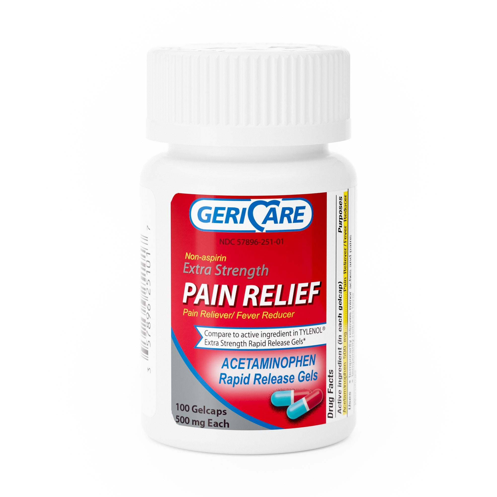 Pain Relief McKesson Brand 500 mg Strength Acetaminophen Gelcap 100 per Bottle, Packaging Type- Case