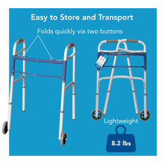 carex classics dual button walker with wheels