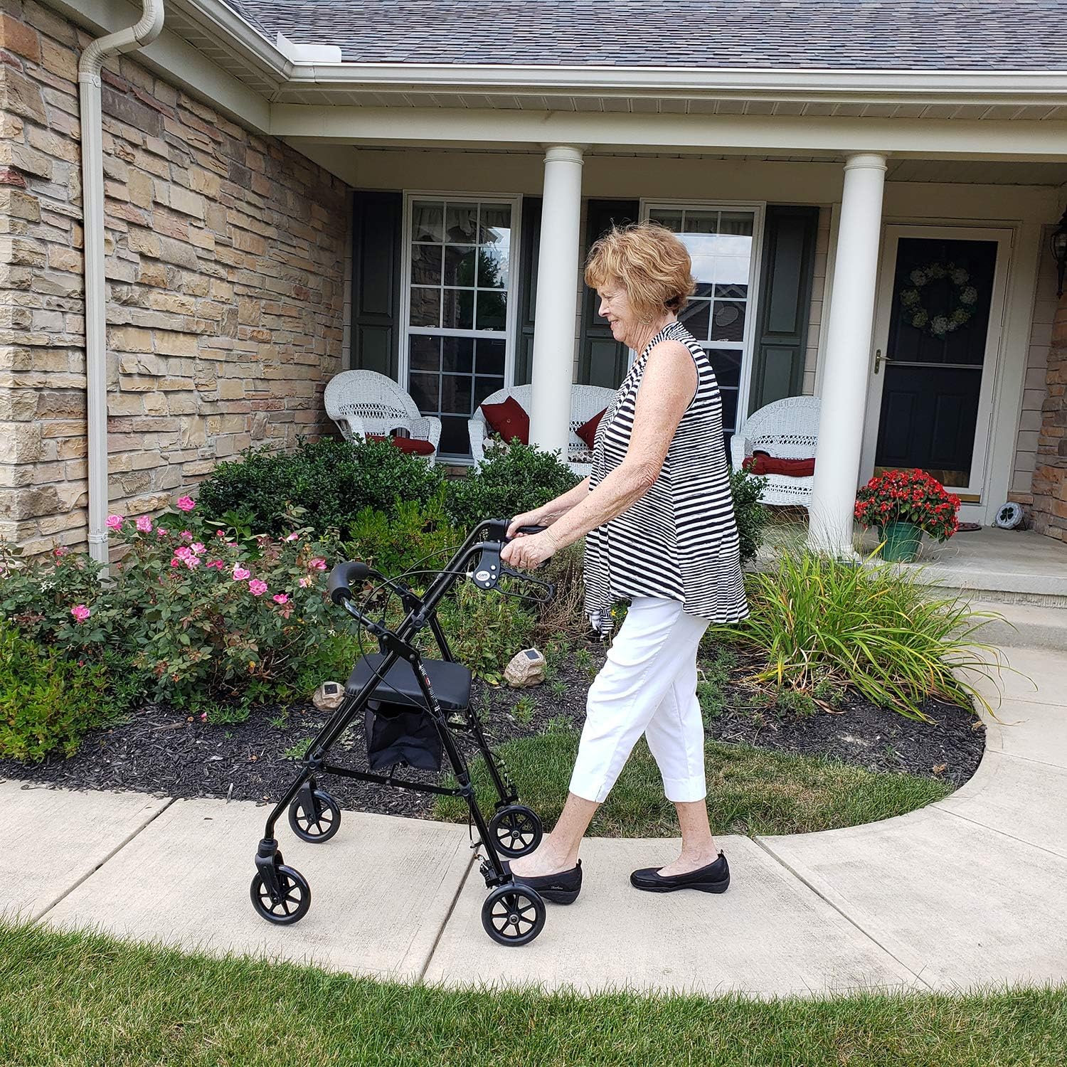 carex step n rest aluminum rollator black