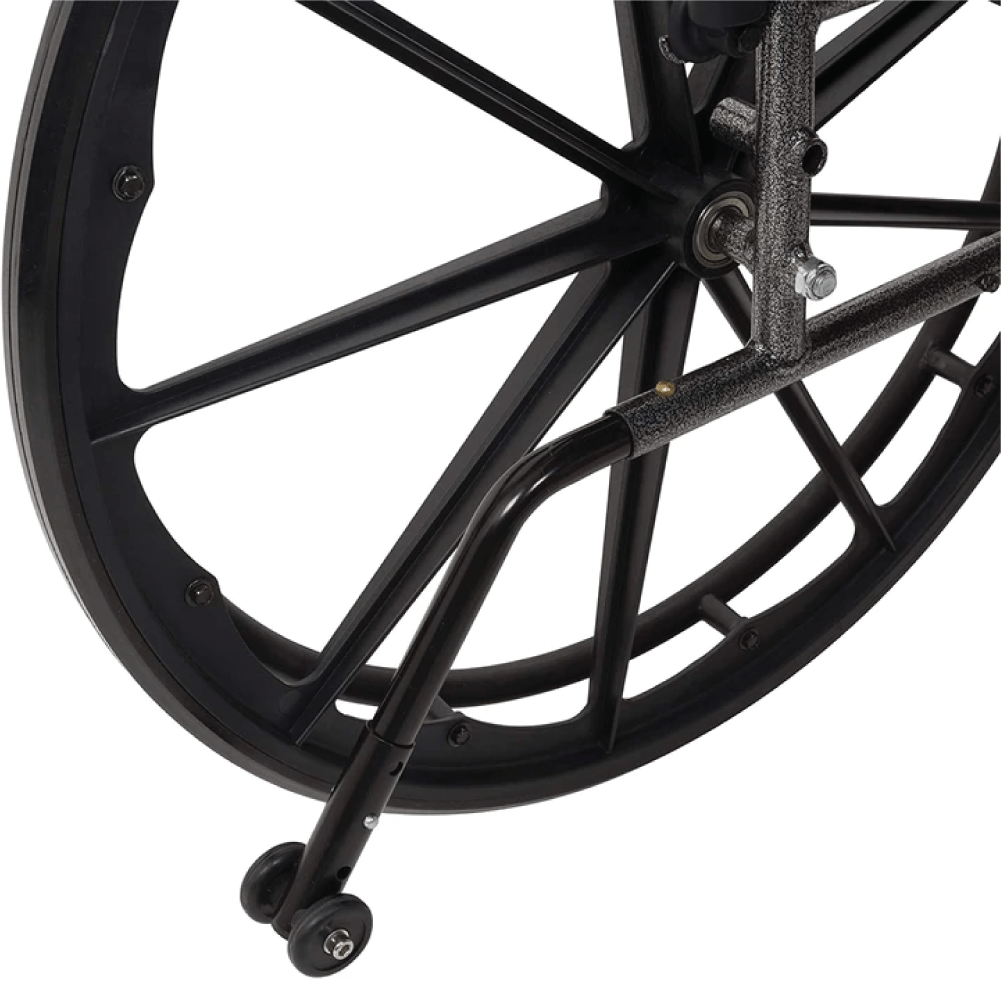 Probasics K3 Lightweight Wheelchair with flip-back height adjustable arms and swing-away or elevating padded leg rests. ,Large 24" rear wheels Wheels ,300 lbs Weight Capacity ,16" x 16" ,WC31616DE