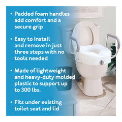 Carex E-Z Lock Raised Toilet Seat W/ Adjustable Armrests