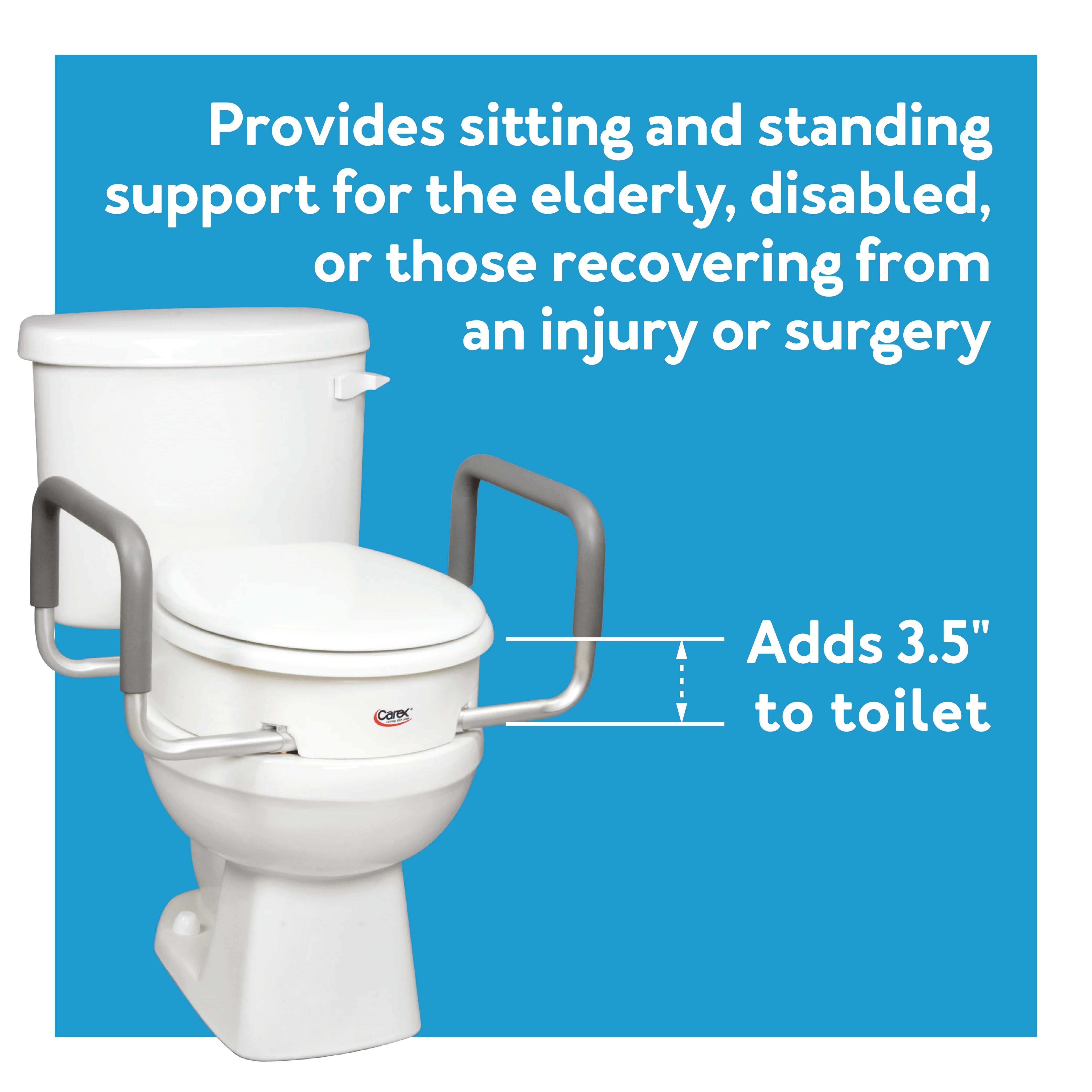 Carex Toilet Seat Elevator with Handles - Elongated