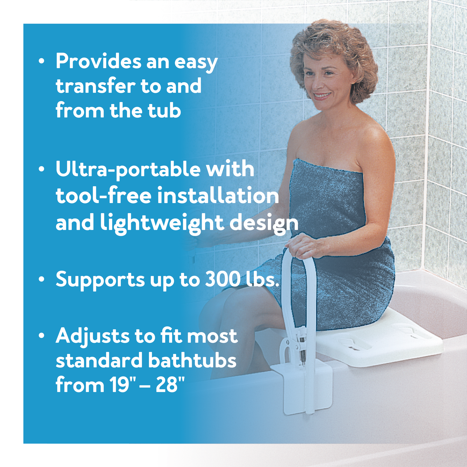 Bath Bench Carex Without Arms Plastic Frame Without Backrest 31 Inch Seat Width 300 lbs. Weight Capacity, Packaging Type- Each