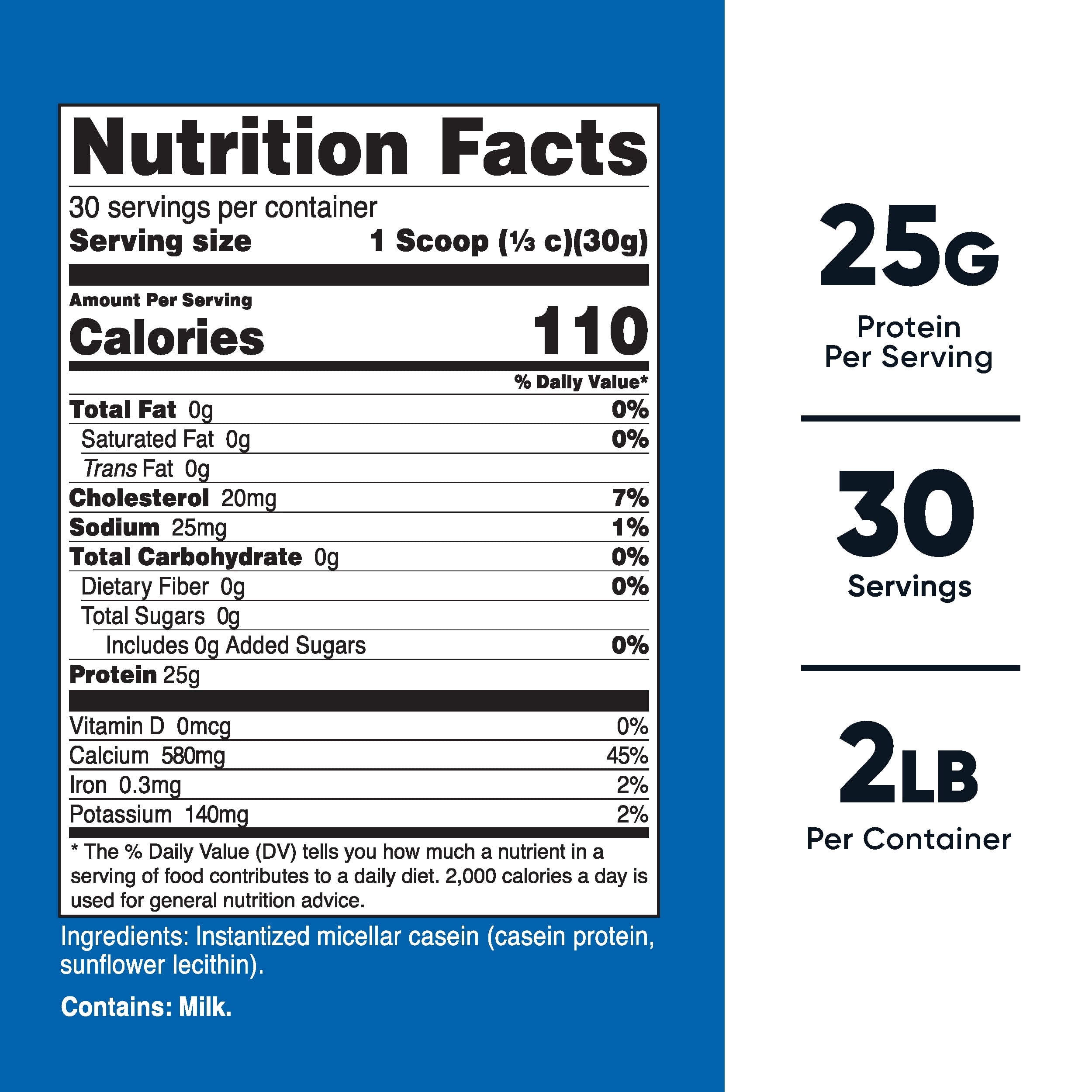 Casein Protein Powder 2Lb   Micellar Casein (Unflavored)