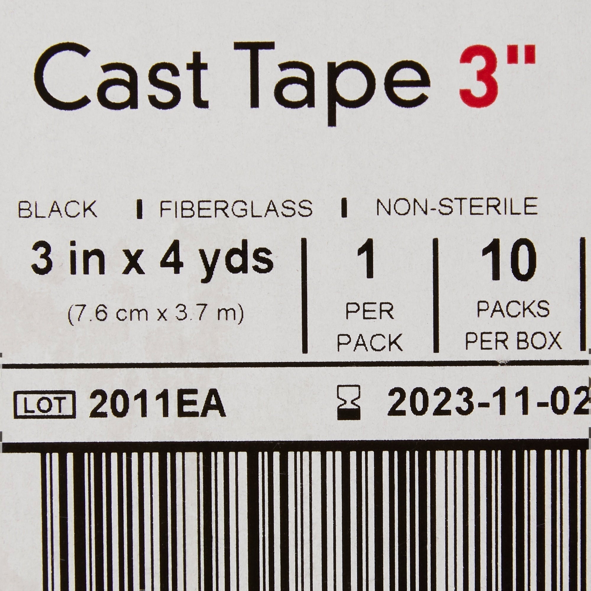cast tape mckesson 3 inch x 12 foot fiberglass black packaging type box
