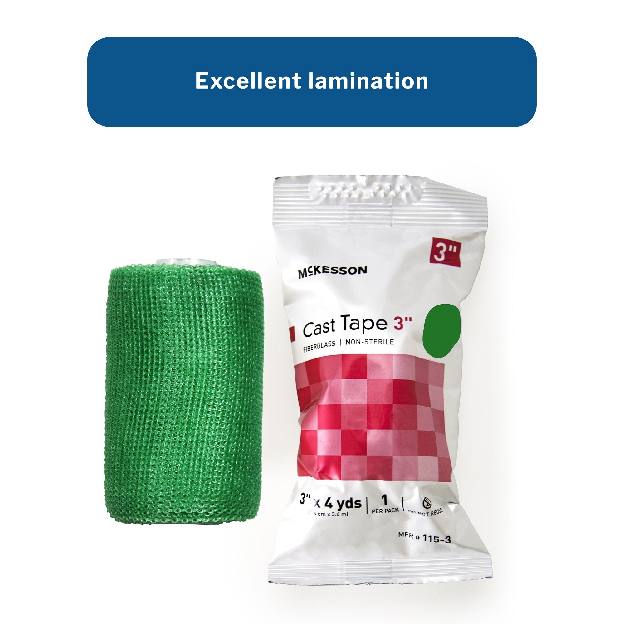 cast tape mckesson 3 inch x 12 foot fiberglass green packaging type box