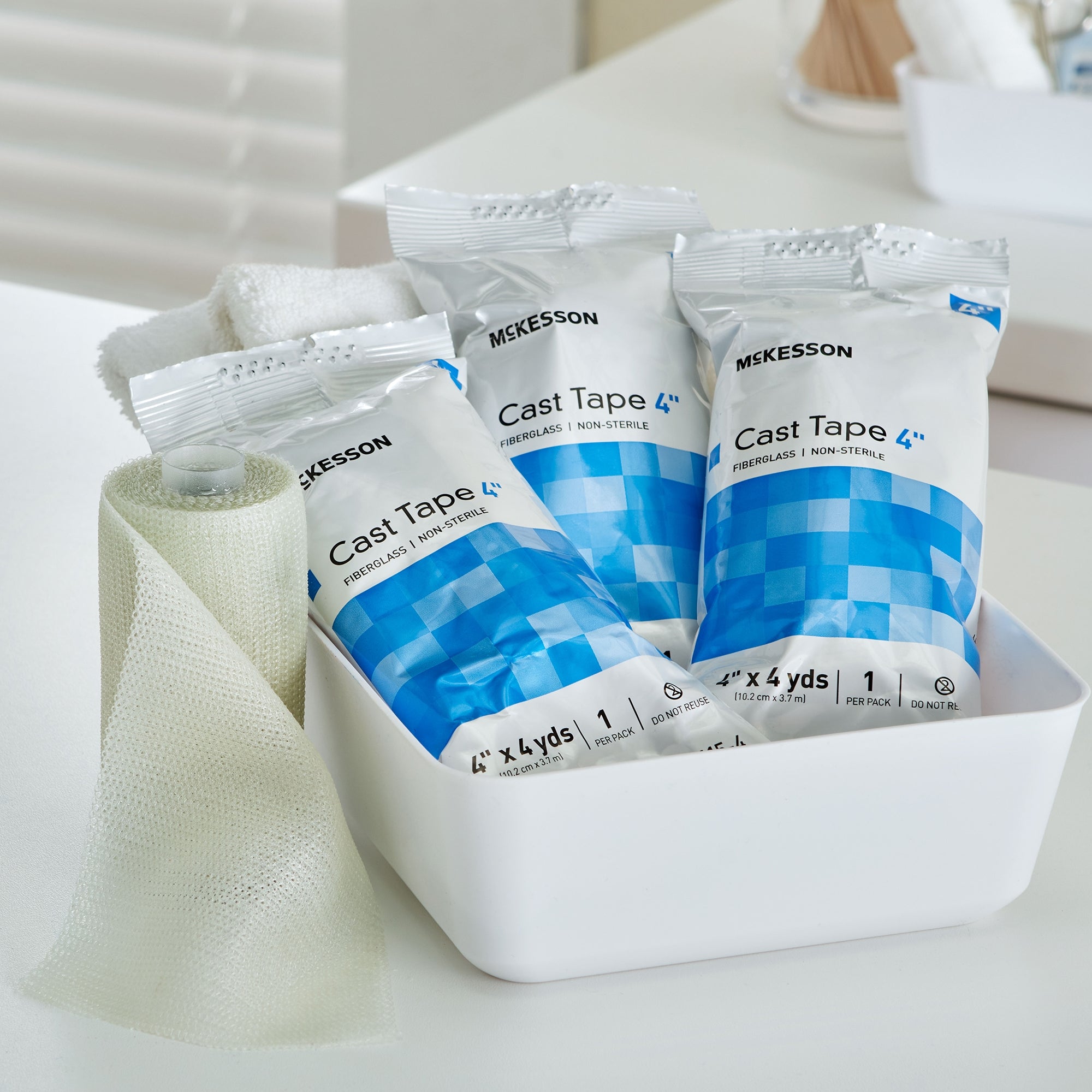 cast tape mckesson 4 inch x 12 foot fiberglass white packaging type box