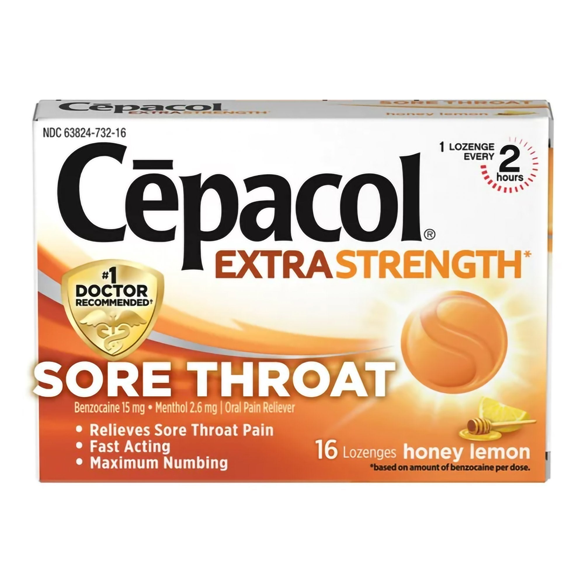 Sore Throat Relief Cepacol Extra Strength 15 mg - 2.6 mg Strength Lozenge 16 per Box, Packaging Type- Box