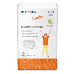 Unisex Toddler Training Pants McKesson Pull On with Tear Away Seams Disposable Heavy Absorbency | 4BG/Case 4T-5T(Case of 76 Count)
