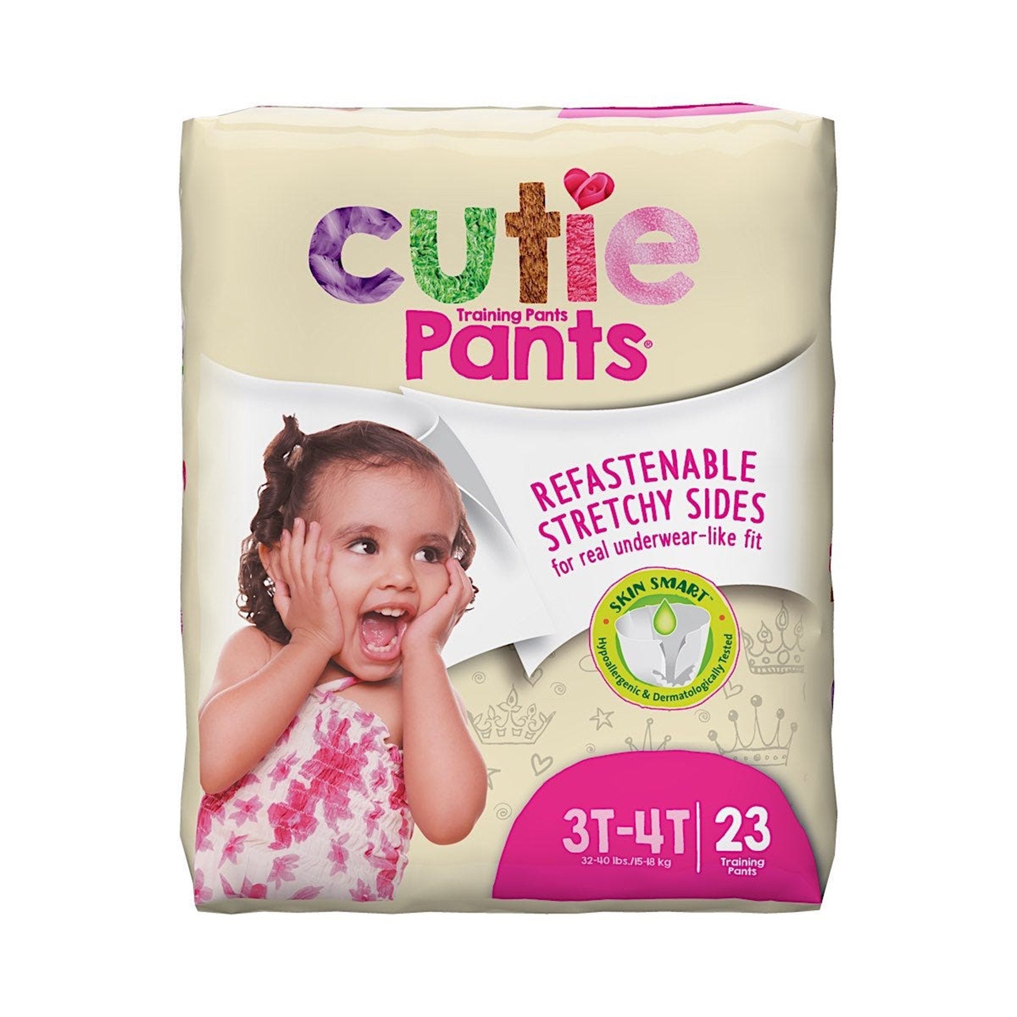 Female Toddler Training Pants Cutie Pants Size 3T to 4T Disposable Heavy Absorbency, Packaging Type- Case