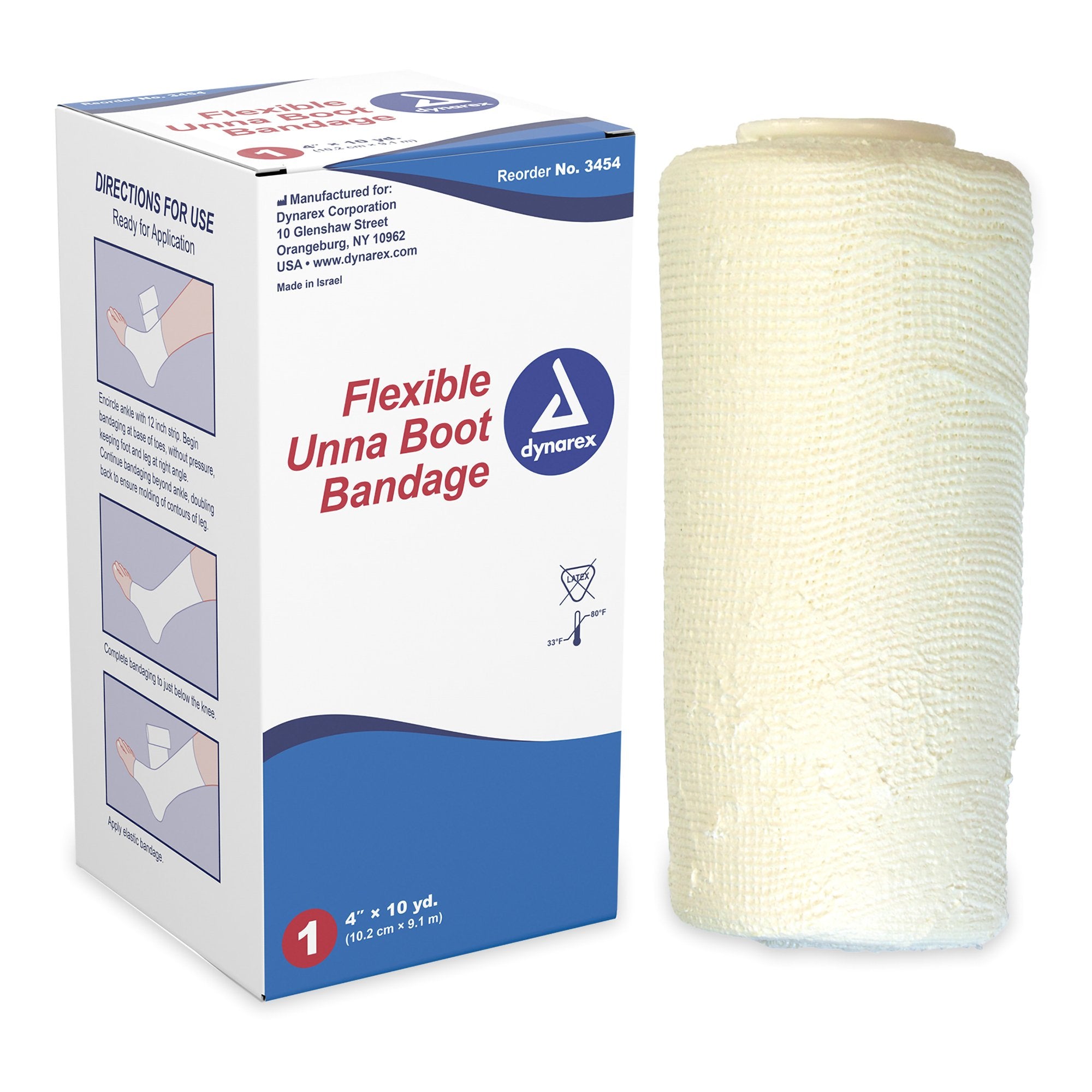Unna Boot Dynarex Zinc Oxide 4 Inch X 10 Yard