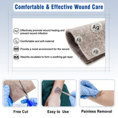 ceeport 2 3 4in 5 10pcs ag silver calcium alginate wound dressing pads soft silver highly absorbent dressings for wound care