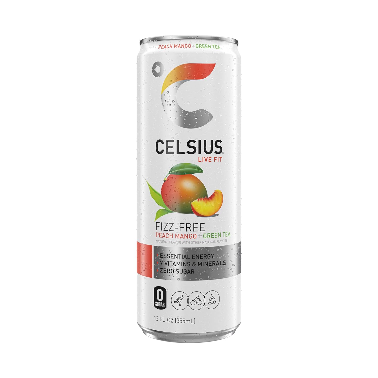 celcius live fit peach mango non carbonated green tea case of 12 12 fz