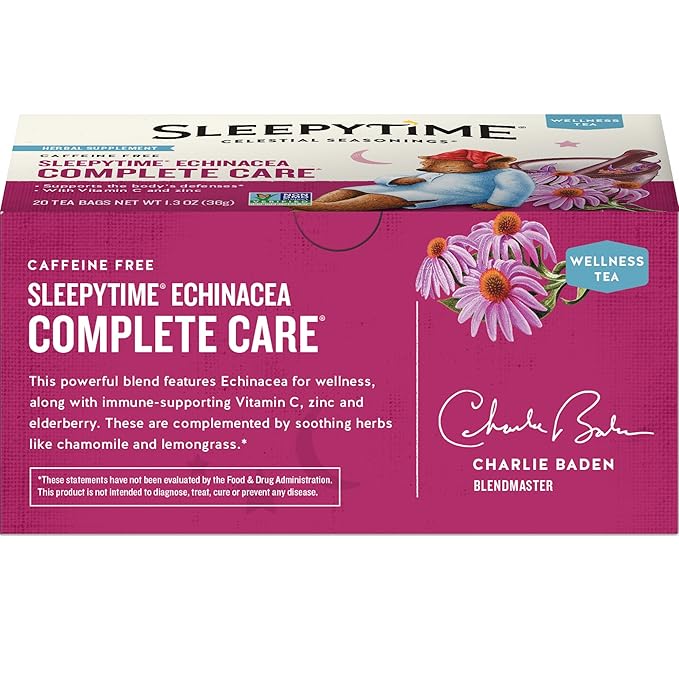 celestial seasonings sleepytime echinacea complete care wellness tea 20 tea bags case of 6
