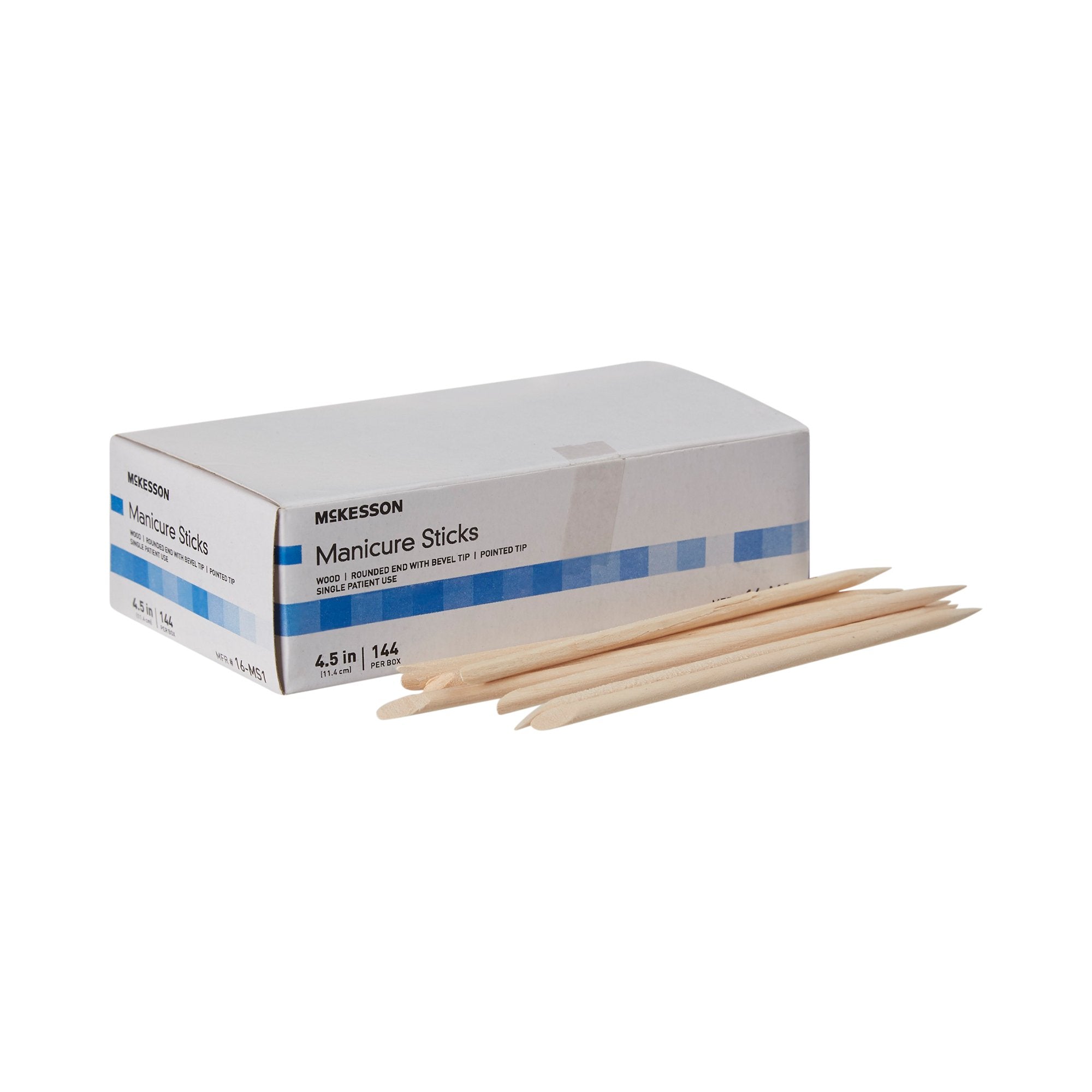 Manicure Stick McKesson 4.5 Inch 100% White Birch, Packaging Type- Box