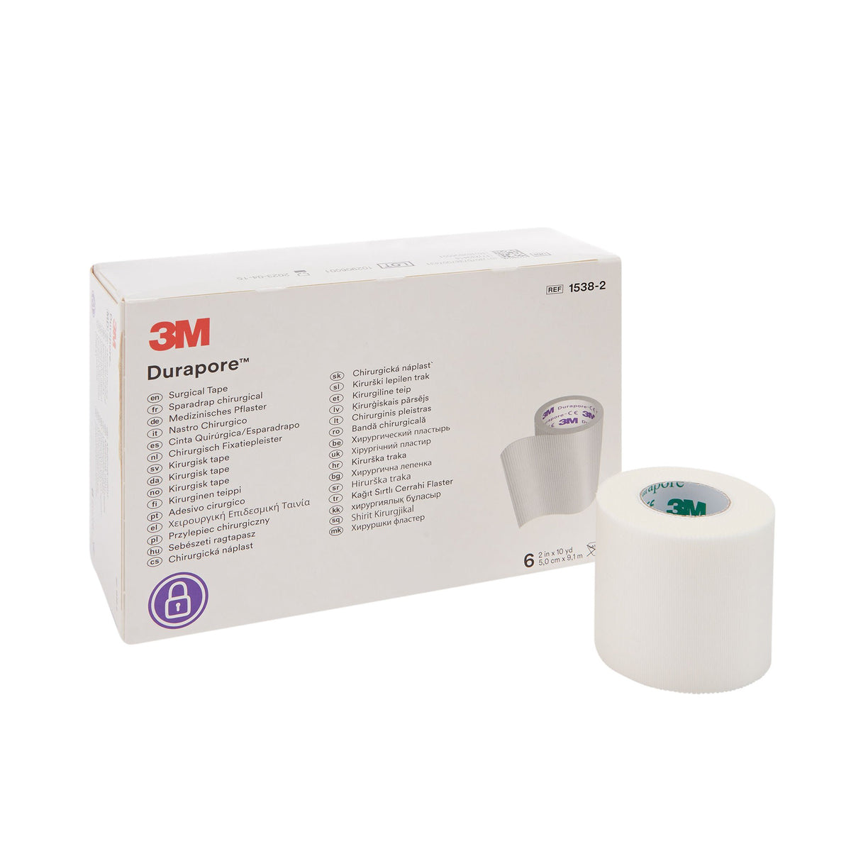 Medical Tape 3M Durapore White 1 Inch X 10 Yard Silk-Like Cloth NonSterile - 2 inch x 10 yd (Box)
