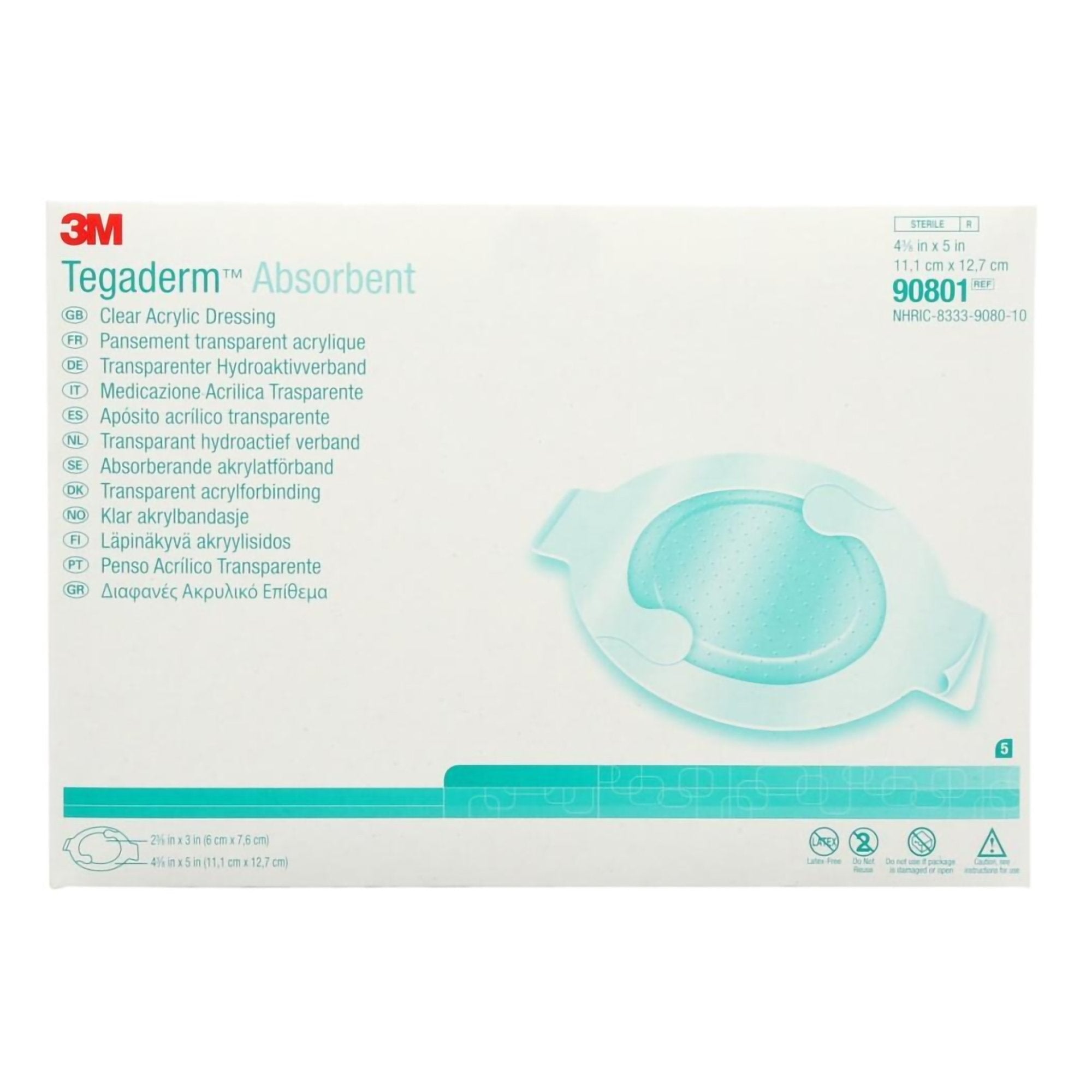 Absorbent Transparent Film Dressing 3M Tegaderm Absorbent 4-3/8 X 5 Inch Oval Sterile