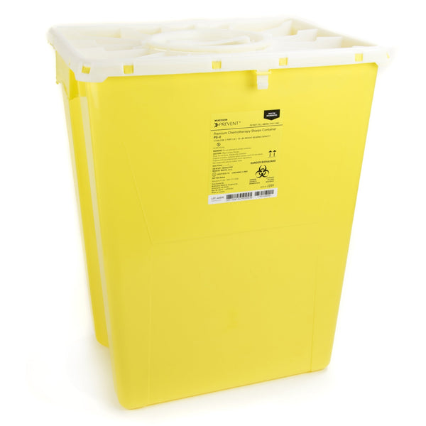 Chemotherapy Waste Container McKesson Prevent Yellow Base 20 4/5 H X 17 3/10 W X 13 L Inch Vertical Entry 12 Gallon