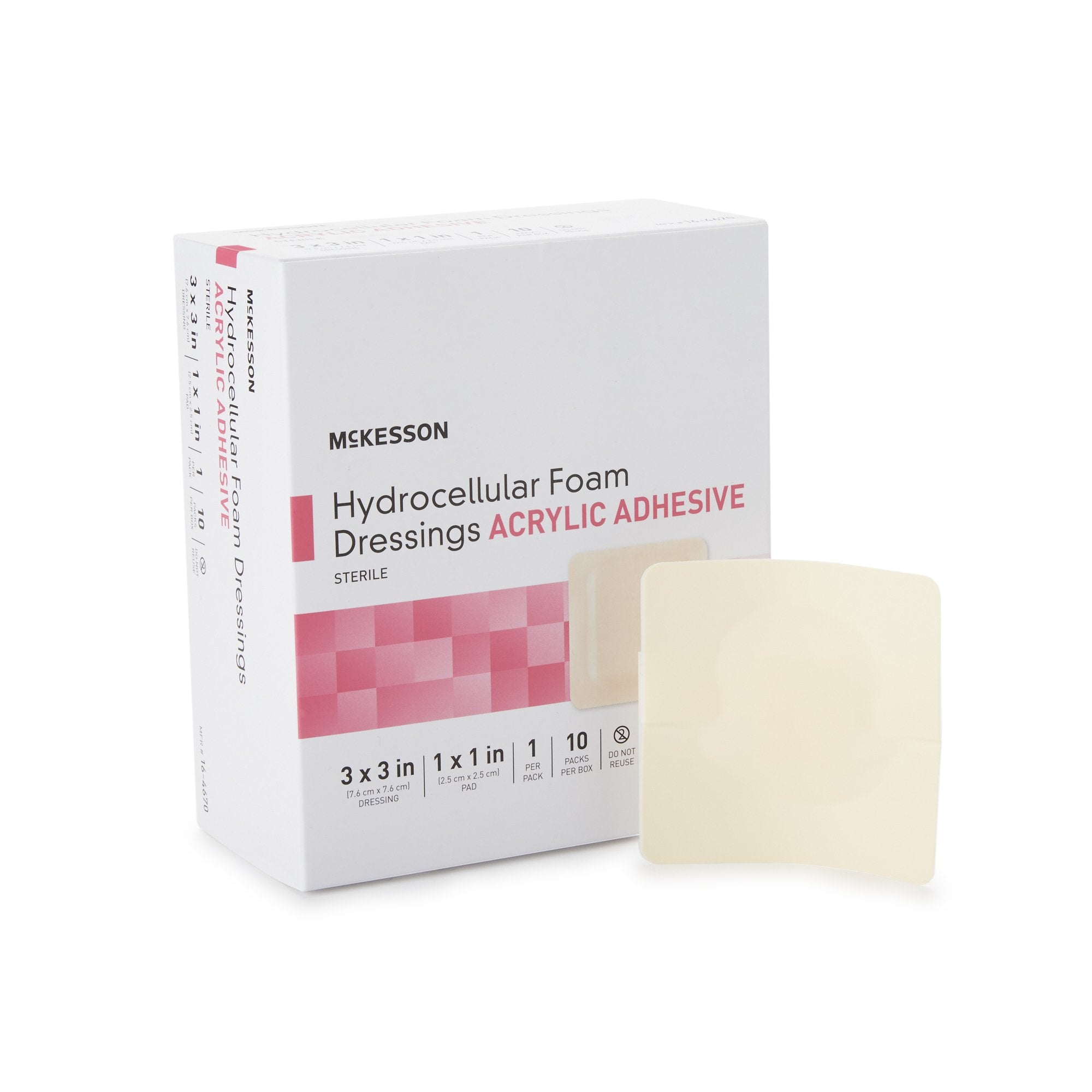 Foam Dressing McKesson 3 X 3 Inch With Border Film Backing Acrylic Adhesive Square Sterile