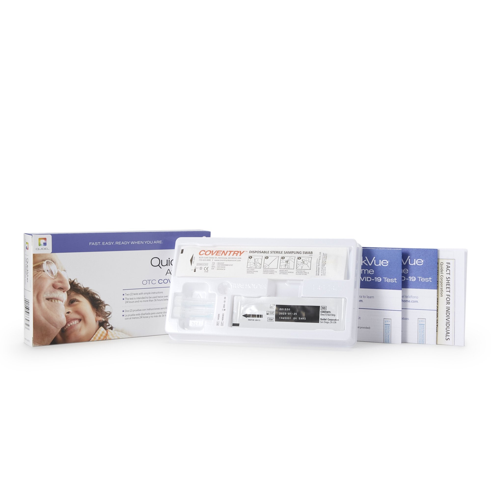 Respiratory Test Kit QuickVue At-Home OTC COVID-19 Test 2 Tests CLIA Waived, Packaging Type- Case