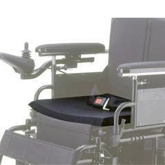 Cirrus Plus lightweight folding power wheelchair side angle with joystick control