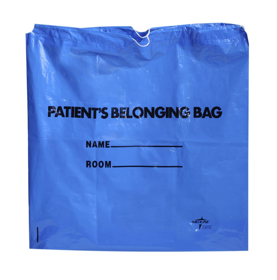 Patient Belongings Bag Medline 18 X 20 Inch Plastic Drawstring Closure White