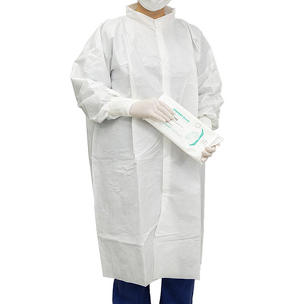 Cleanroom Lab Coat Contec CritiGear White Medium Knee Length Microporous Fabric Disposable