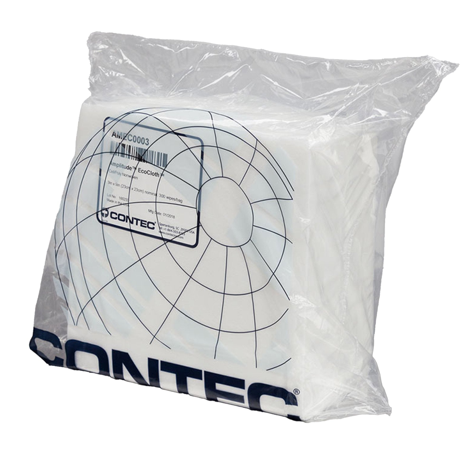 Cleanroom Wipe Amplitude EcoCloth ISO Class 6 300 Count Bag 9 X 9 Inch NonSterile Disposable