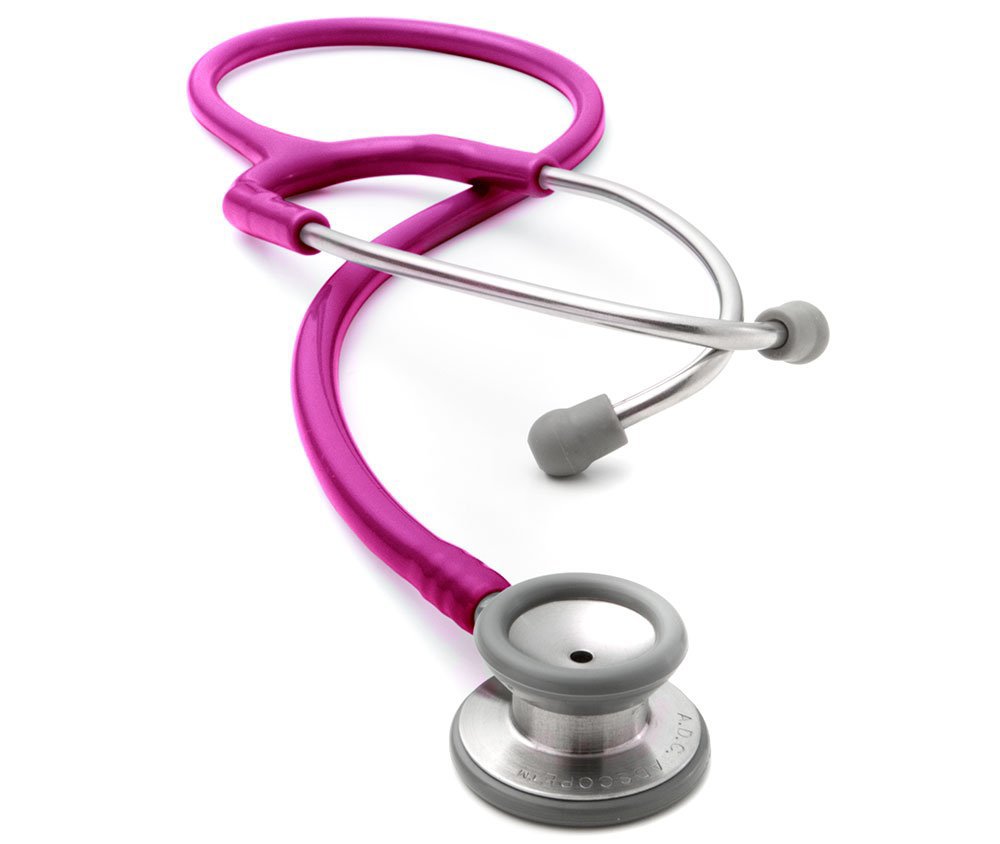 Clinician Stethoscope Adscope 604 Metallic Raspberry 1 Tube 22 Inch Tube Double Sided Chestpiece