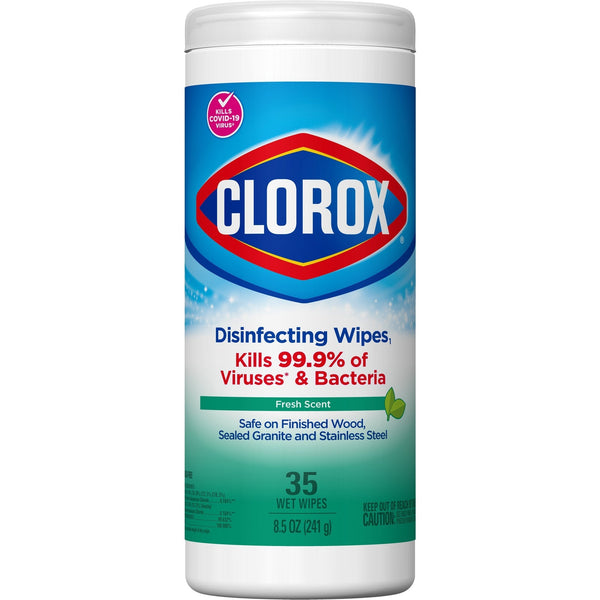 Clorox Surface Disinfectant Cleaner Premoistened Bleach Free Manual Pull Wipe 35 Count Canister Fresh Scent NonSterile