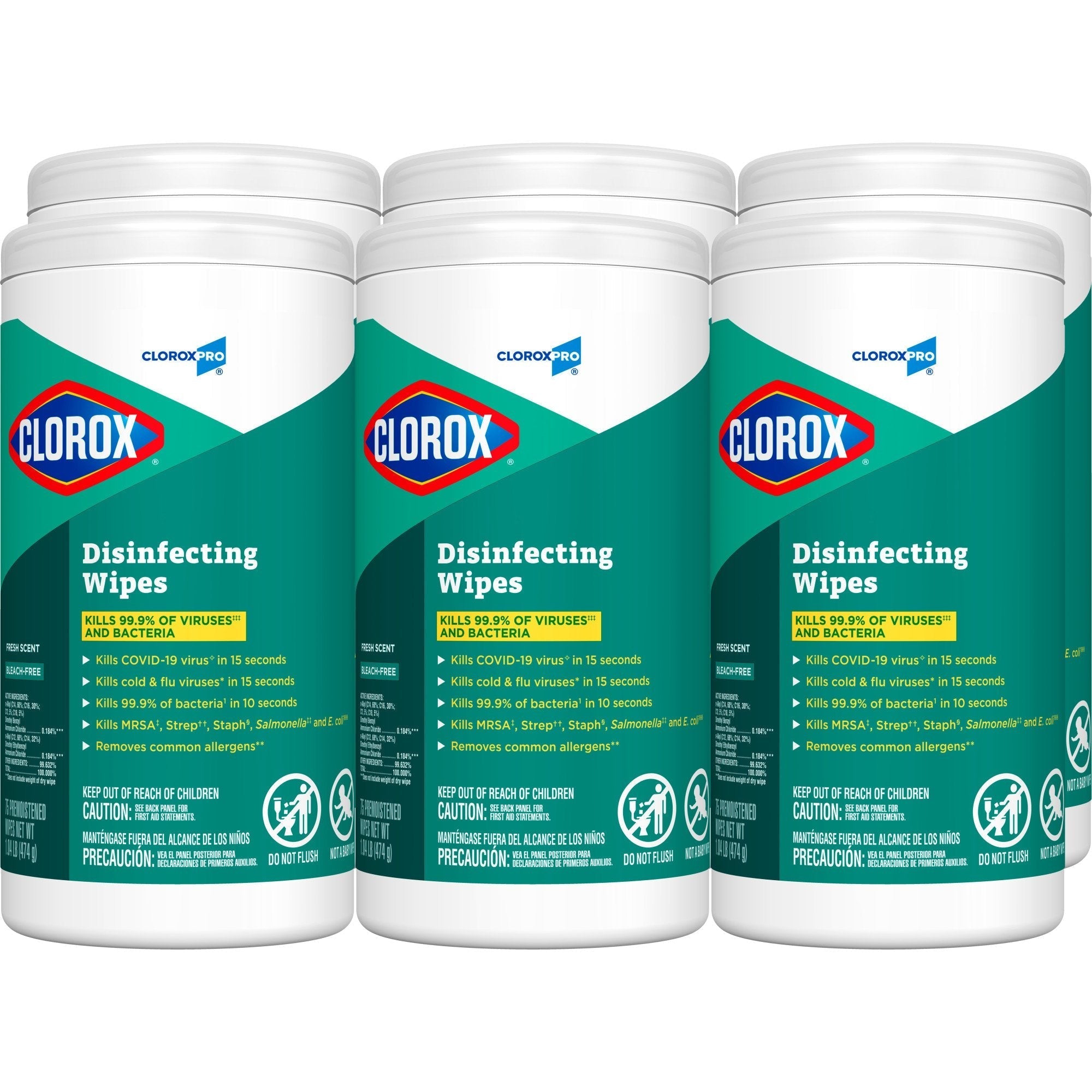 cloroxpro™ clorox® surface disinfectant premoistened manual pull wipe 75 count canister fresh scent nonsterile