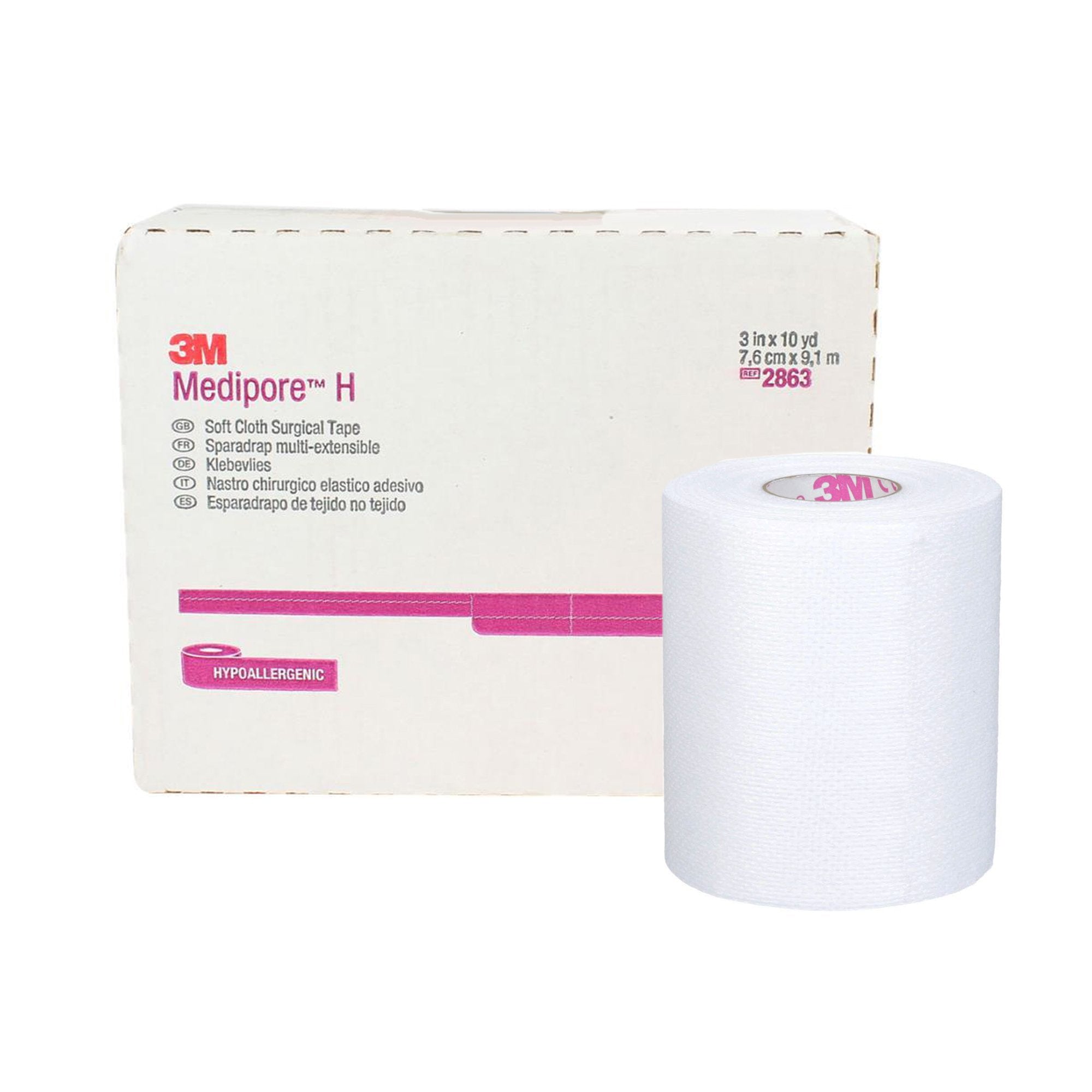 Perforated Medical Tape 3M Medipore H White 3 Inch X 10 Yard Soft Cloth NonSterile, Packaging Type- Case