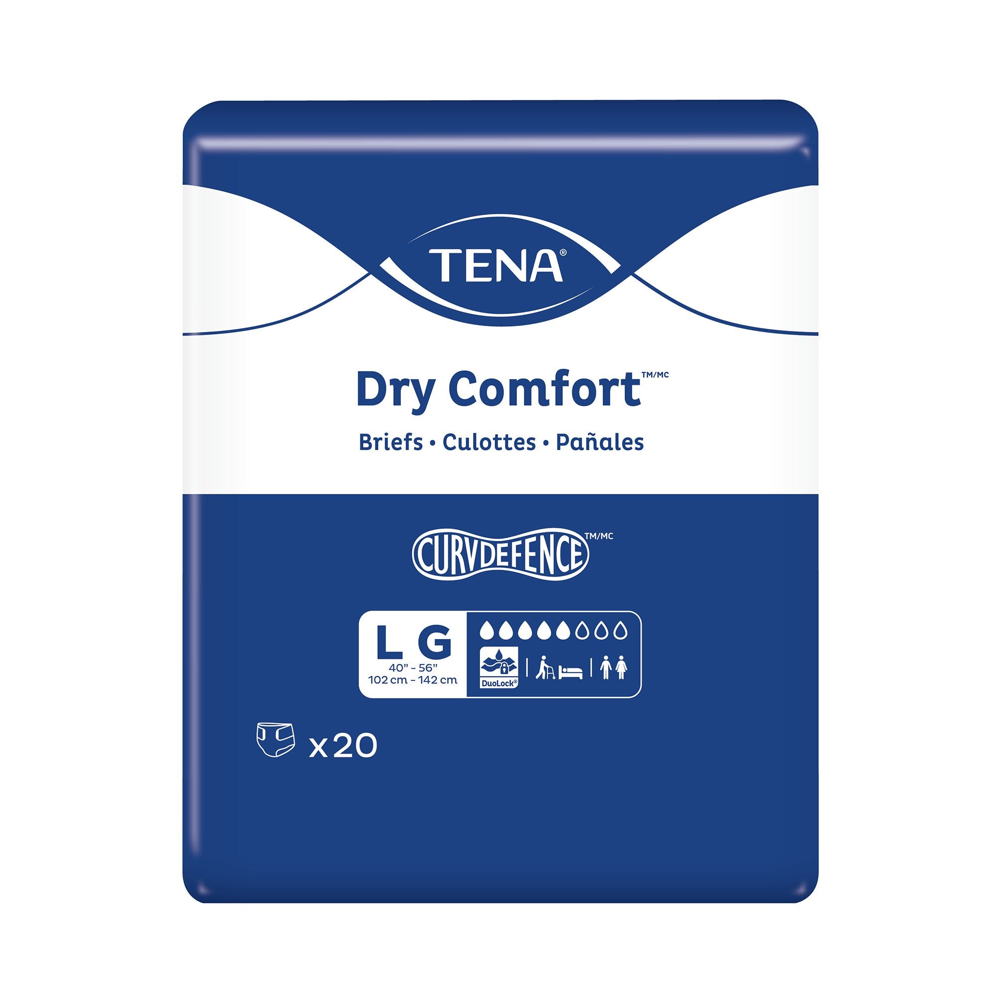 Unisex Adult Incontinence Brief TENA Dry Comfort Large Disposable Moderate Absorbency, Packaging Type- Case