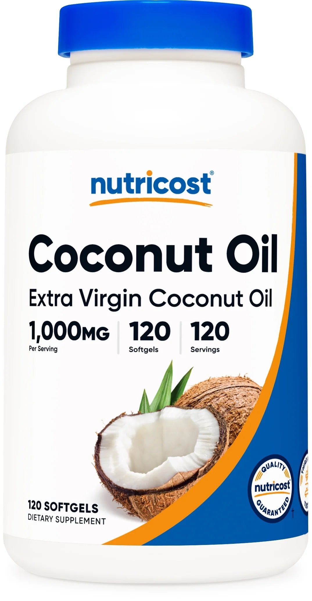 Coconut Oil Softgels 1000Mg, 120 Softgels, Gluten Free and Non Gmo Supplement