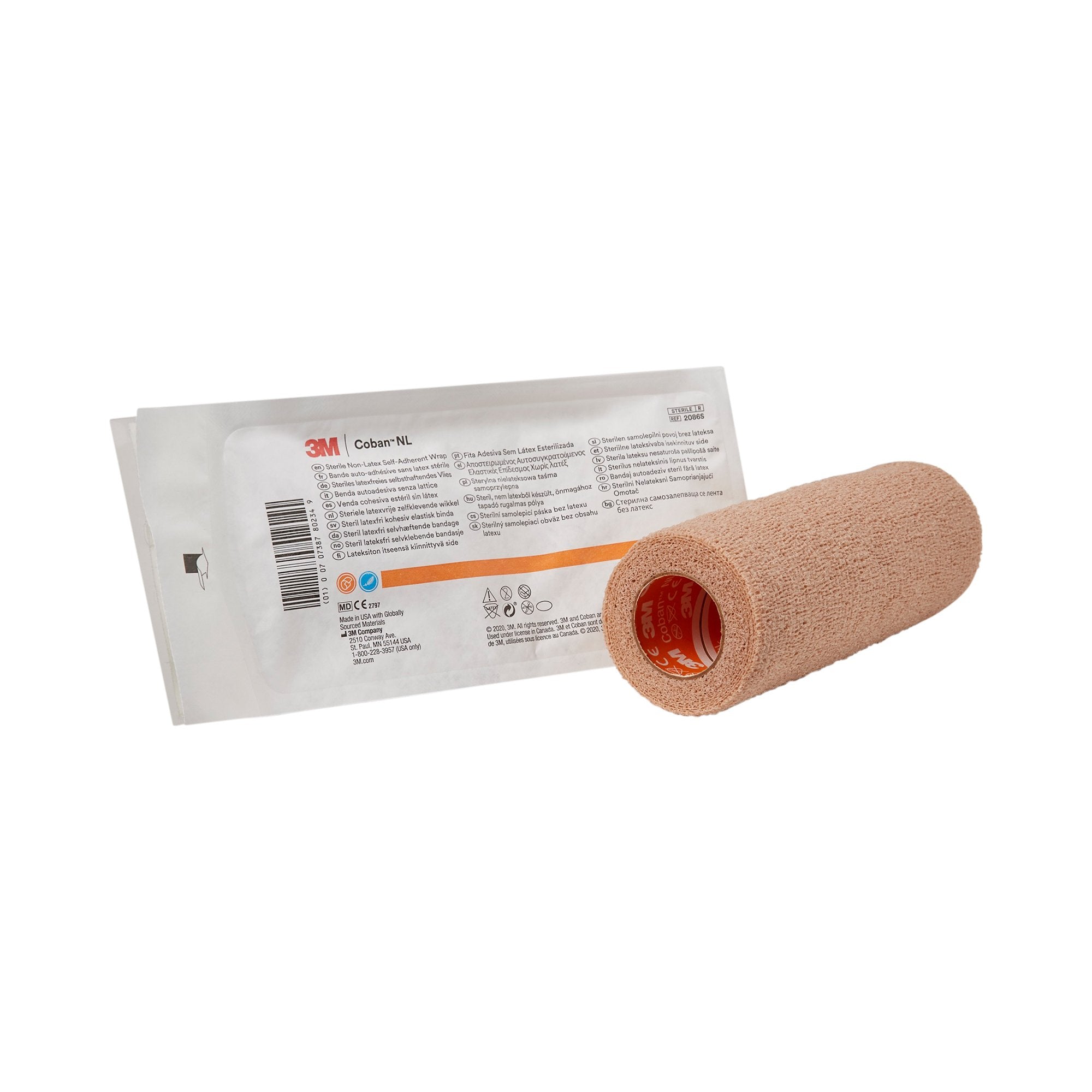 Cohesive Bandage 3M Coban LF 6 Inch X 5 Yard Self Adherent Closure Tan Sterile Standard Compression