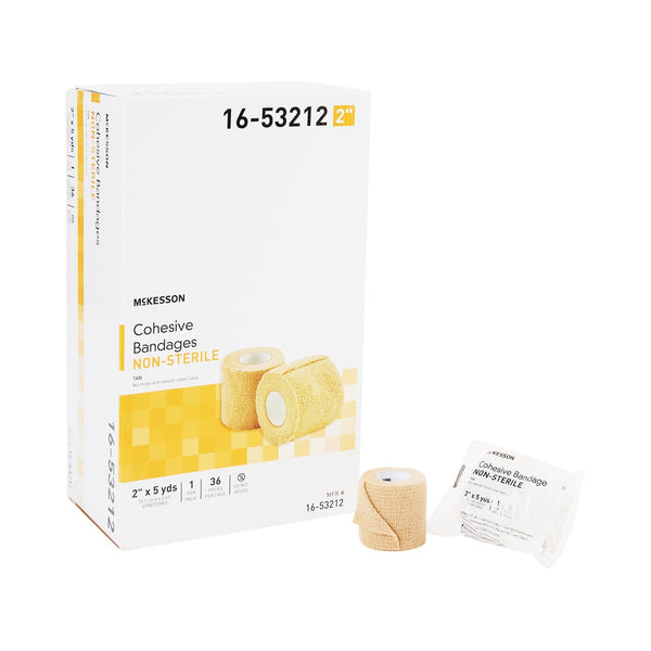 Cohesive Bandage McKesson 2 Inch X 5 Yard Self adherent Closure Tan NonSterile Standard Compression